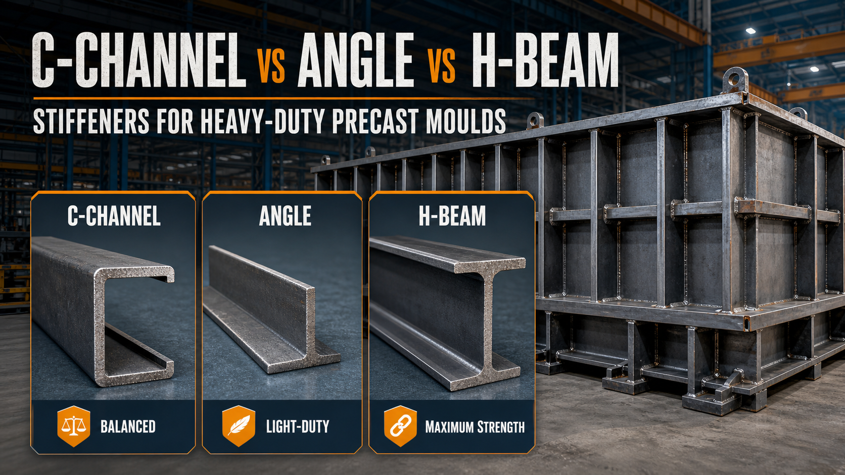 C-Channel vs Angle vs H-Beam Stiffeners for Heavy-Duty Precast Moulds