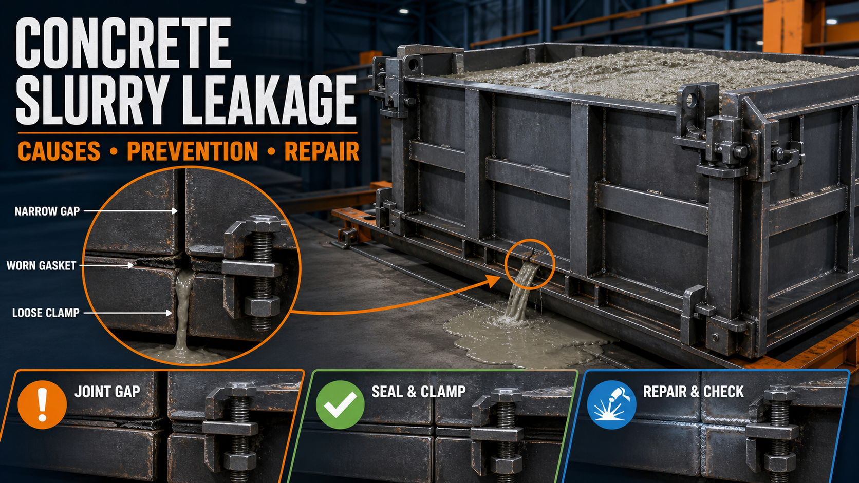 Concrete Slurry Leakage From Precast Moulds: Causes, Prevention and Repair