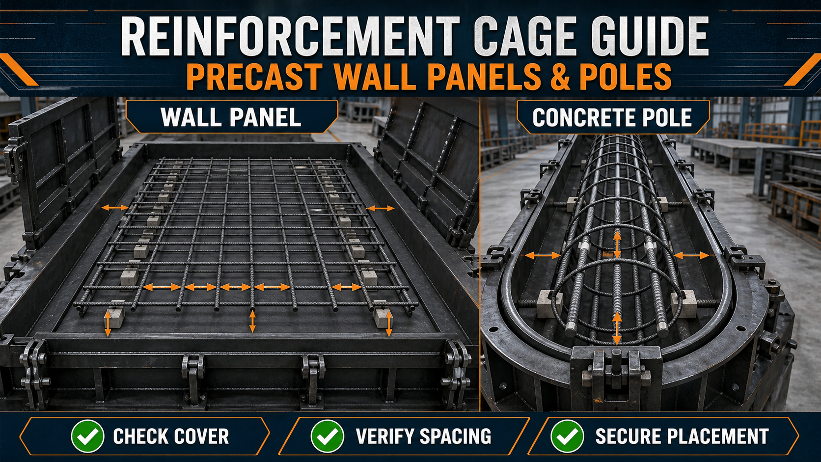 Reinforcement Cage for Precast Wall Panels and Poles: Cover, Spacing and Placement Guide