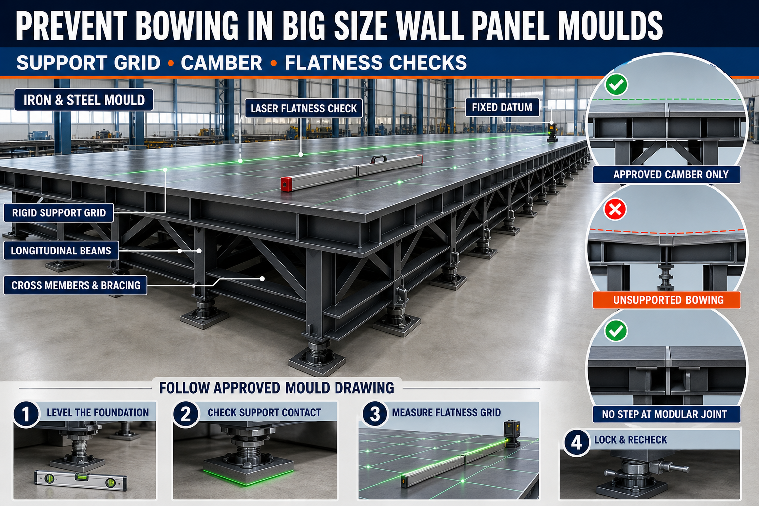 How to Prevent Bowing in Big Size Wall Panel Moulds: Support Grid, Camber and Flatness Checks