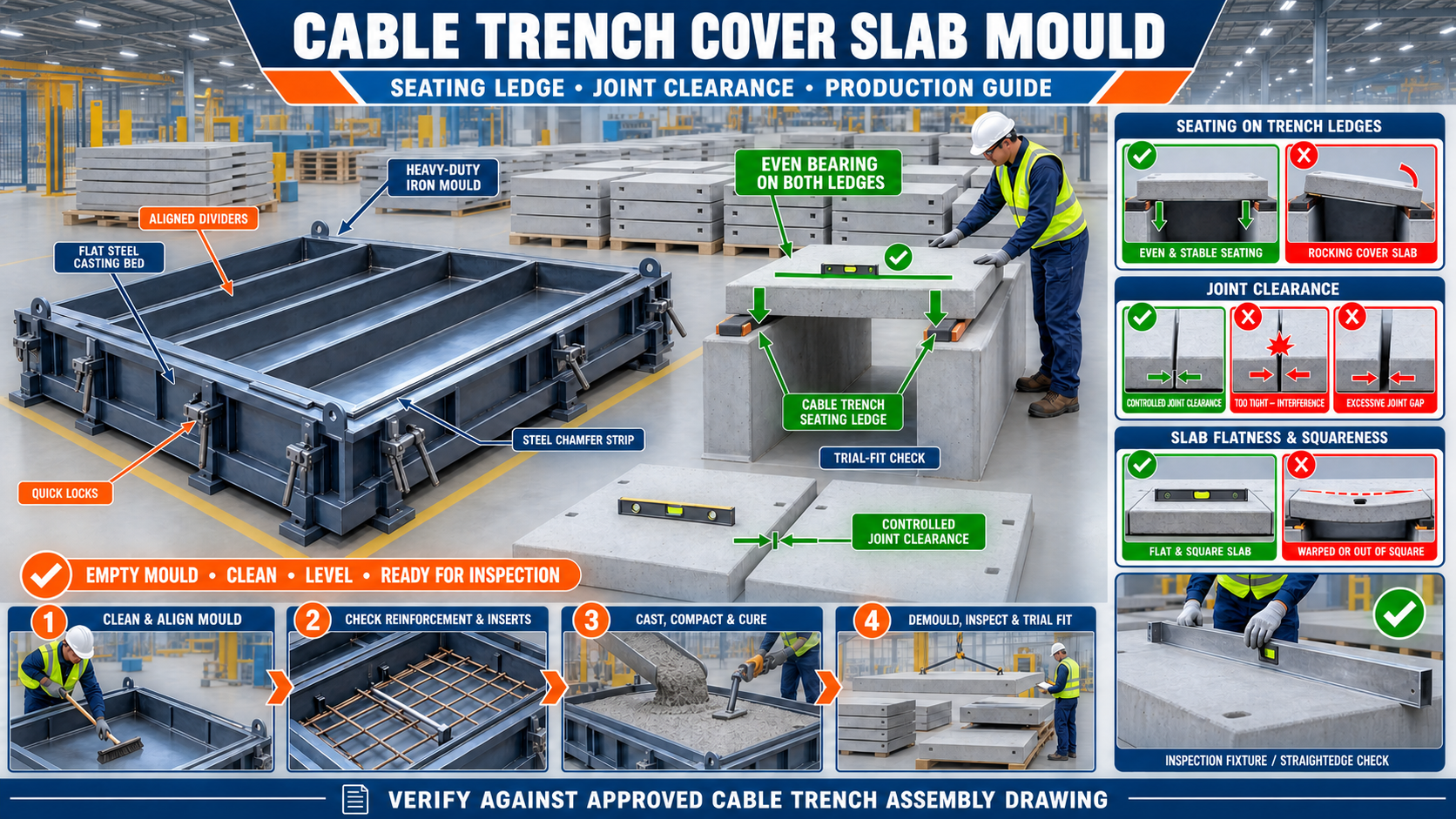 Cable Trench Cover Slab Mould: Seating Ledge, Joint Clearance and Production Guide